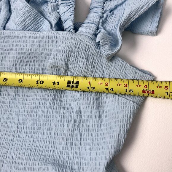 Anisa Peplum Jessie Bow Back Blouse in Light Blue by Francesca’s - Picture 14 of 16